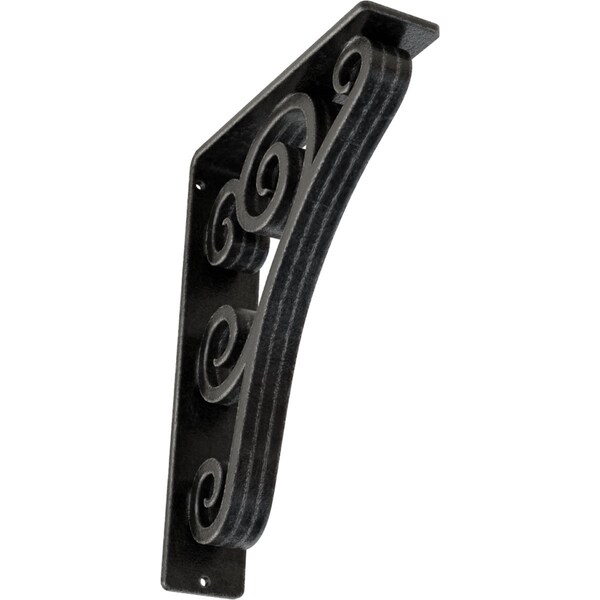 Ekena Millwork Tristan Wrought Iron Bracket, (Triple center brace), Antiqued Pewter 2"W x 7 1/2"D x 10"H BKTM02X07X10TTNAPW - main
